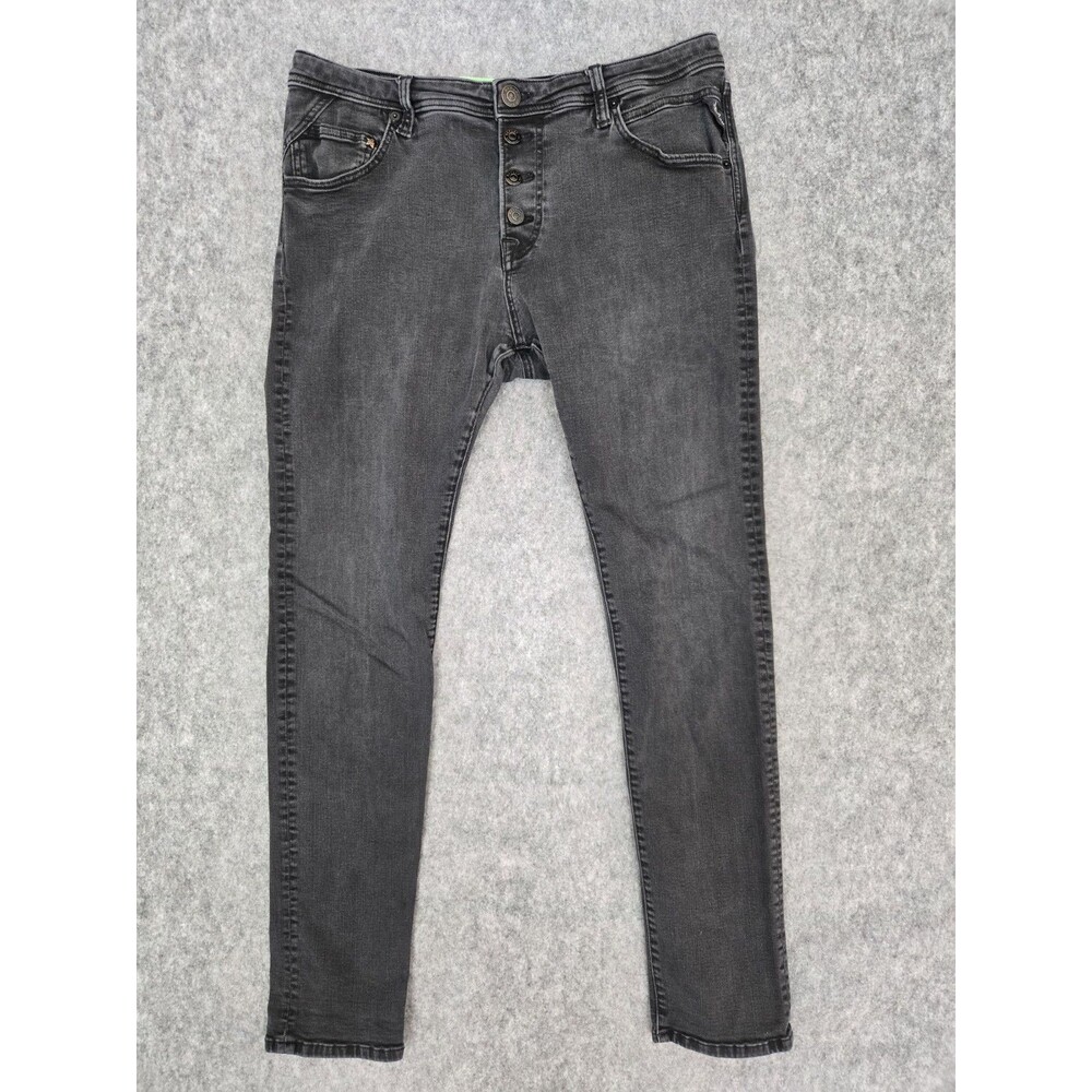 Replay PILAR Jeans Men 32x32 Black HYPERFLEX Slim Fit Stretch Logo Button Fly